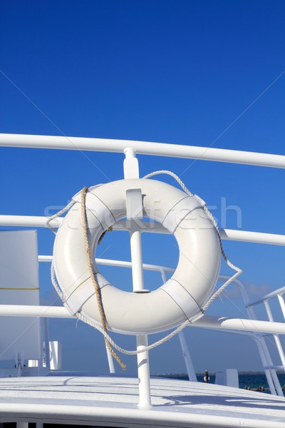 boat buoy white hanged in railing summer blue sky Stock photo © lunamarina