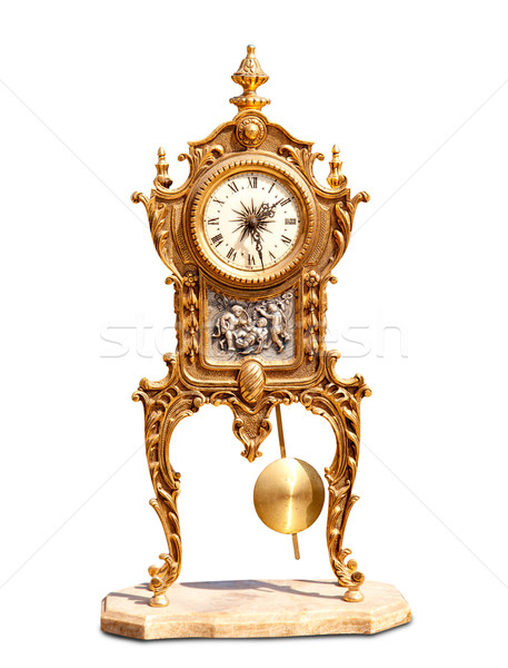 Starożytnych vintage mosiądz wahadło zegar odizolowany Zdjęcia stock © lunamarina