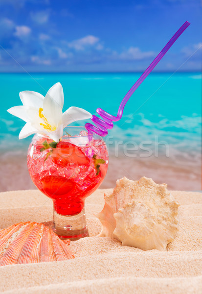 Strand tropische Rood cocktail caribbean wit zand Stockfoto © lunamarina