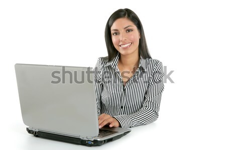 Stock foto: Schönen · indian · Brünette · Geschäftsfrau · Laptop · Laptop-Computer