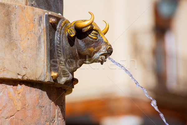 Stock photo: Aragon Teruel El Torico fountain in Plaza Carlos Castel Spain