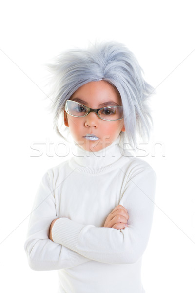 Asian futuristische kid meisje grijs haar ernstig Stockfoto © lunamarina