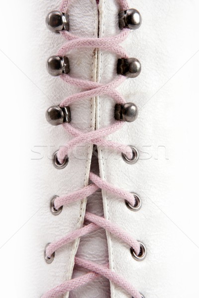 Zárva fehér hosszú csizma rózsaszín fonál Stock fotó © lunamarina