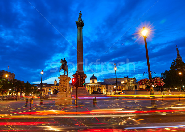 London Trafalgar Square sunset Nelson column Stock photo © lunamarina