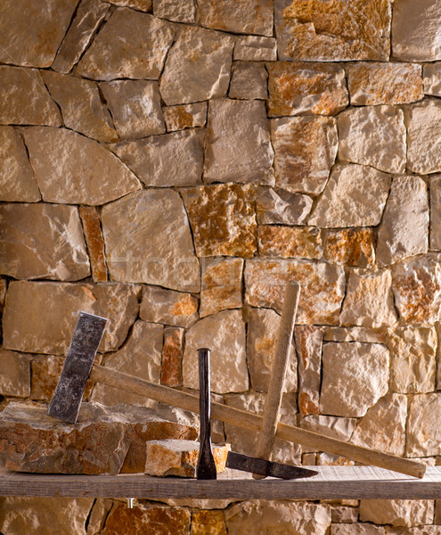 Hammer tools of stonecutter masonry work Stock photo © lunamarina