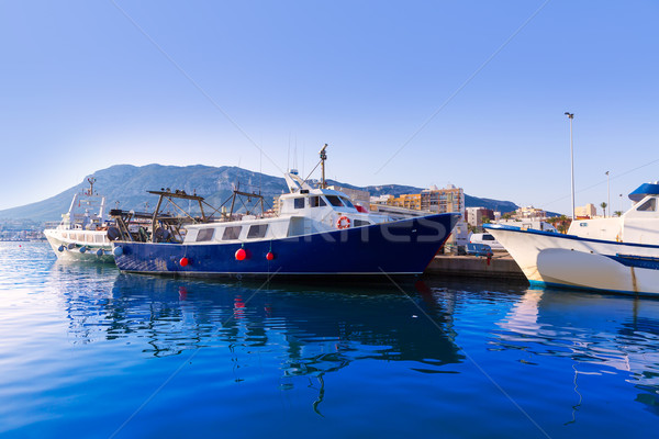 Denia Port fisherboats Montgo mountain in Alicante Stock photo © lunamarina