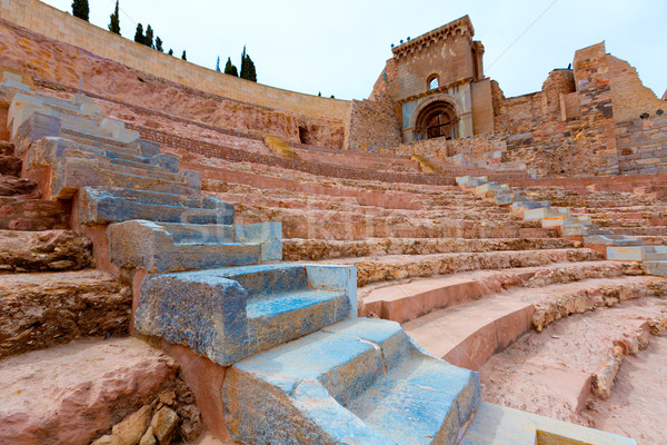 Roman Amphitheater Spanien Himmel Gebäude blau Stock foto © lunamarina