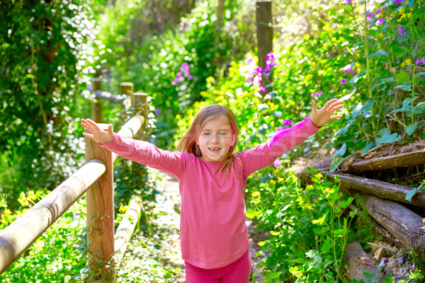 kid girl in spring track in Cuenca forest of Spain Stock photo © lunamarina