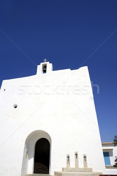 Balearic islands white church in Formentera Stock photo © lunamarina