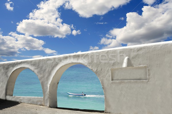 mediterranean sea view white archs architecture Stock photo © lunamarina
