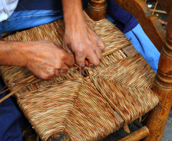 enea traditional spain reed chair handcraft man hands working Stock photo © lunamarina