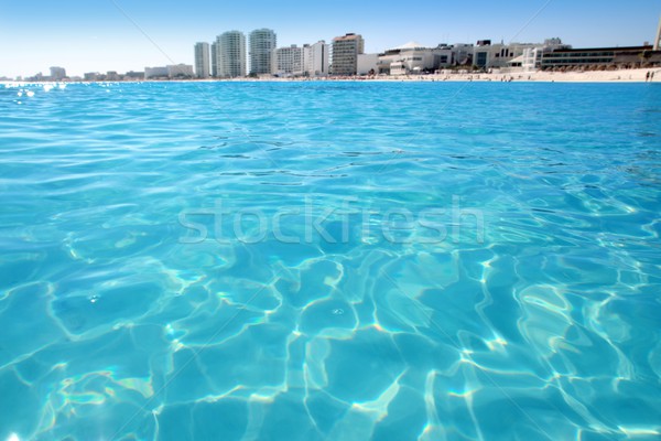 Cancun beach view from turquoise Caribbean Stock photo © lunamarina