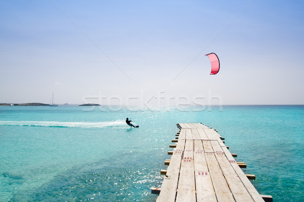 Stock foto: Strand · Holz · Pier · türkis · Meer