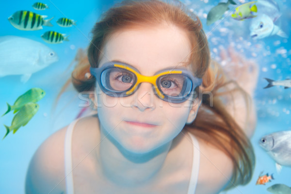 children girl underwater goggles swimming underwater Stock photo © lunamarina