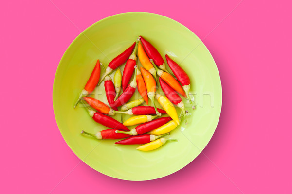 colorful chili peppers plate isolated Stock photo © lunamarina