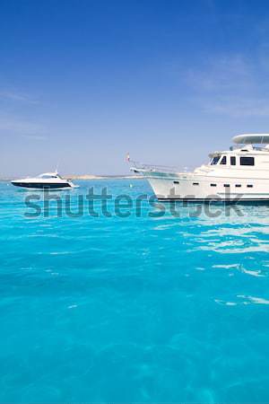 yatch in turquoise beach of Formentera Stock photo © lunamarina