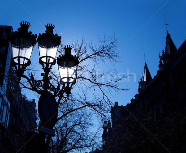 Barcelona Rambla Catalunya streetlights backligth Stock photo © lunamarina