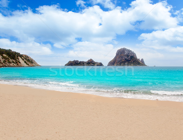 Cala d Hort Ibiza beach Es Vedra island Stock photo © lunamarina