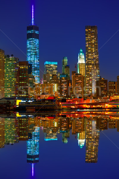 Manhattan tramonto skyline New York ny USA Foto d'archivio © lunamarina
