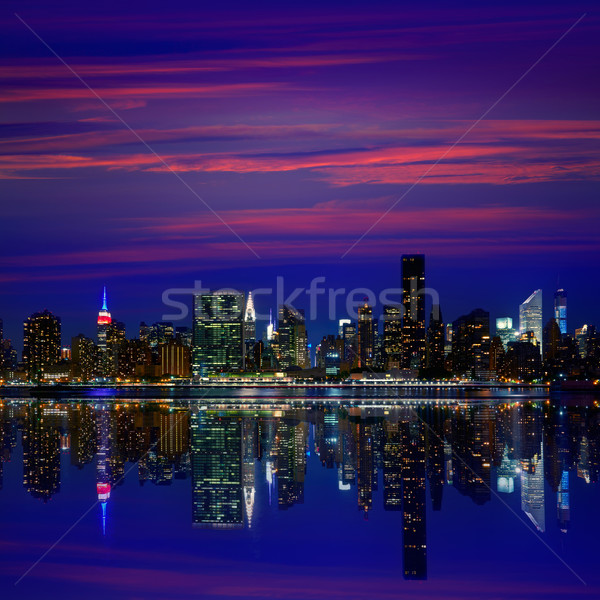 Manhattan New York sunset skyline from East Stock photo © lunamarina