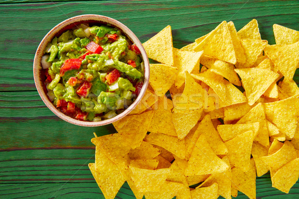 Foto stock: Abacate · tomates · nachos · comida · mexicana · comida · restaurante