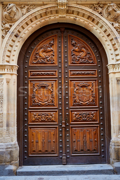 Stock photo: Zamora Diputacion wooden door in Spain