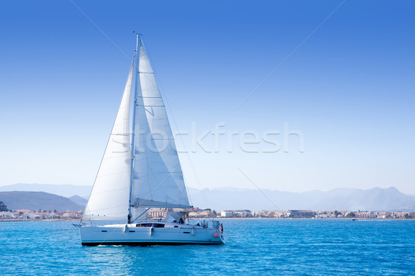 sailboat sailing in Mediterranean sea in Denia Stock photo © lunamarina