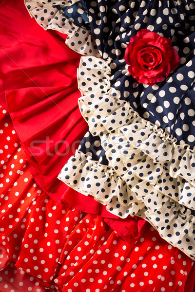 Flamenco Kleider rot blau Ort rote Rose Stock foto © lunamarina