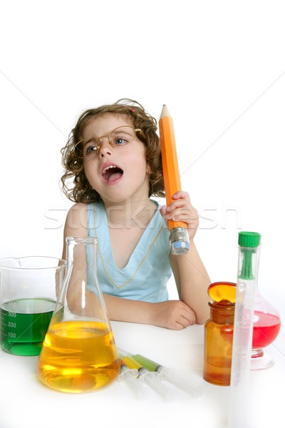 Foto stock: Belo · química · little · girl · jogar · lab · laboratório