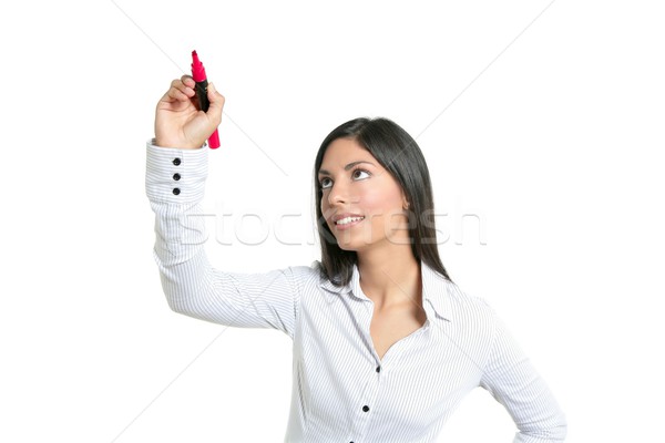 [[stock_photo]]: Brunette · femme · d'affaires · écrit · espace · de · copie · écran