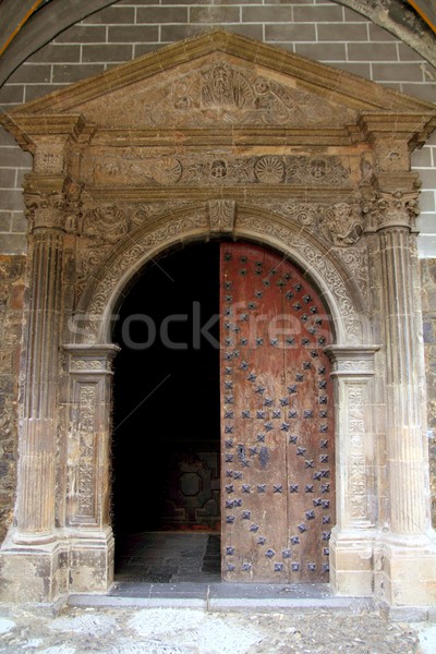 Anso Romanesque door arch in church Pyrenees Stock photo © lunamarina