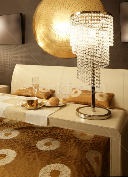ázsiai modern hálószoba reggeli luxus asztal Stock fotó © lunamarina