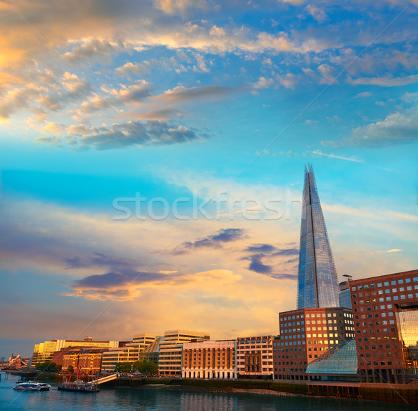 London The Shard building at sunset Stock photo © lunamarina