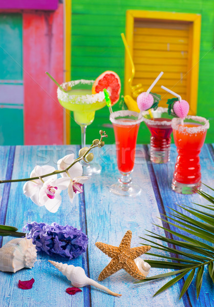 Cocktails seks strand tropische huis kleurrijk Stockfoto © lunamarina