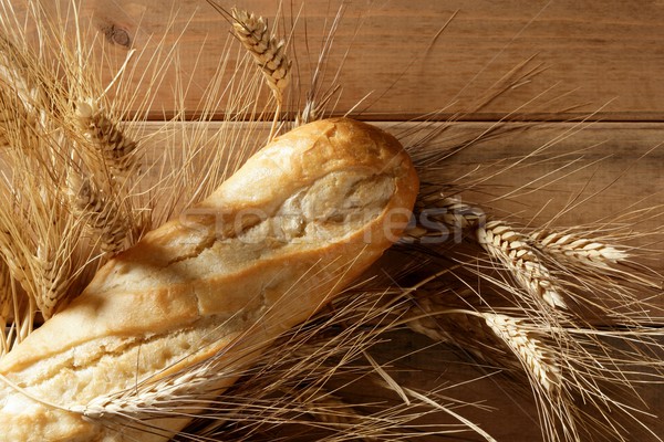 Ekmek ahşap masa buğday kulak doku doğa Stok fotoğraf © lunamarina