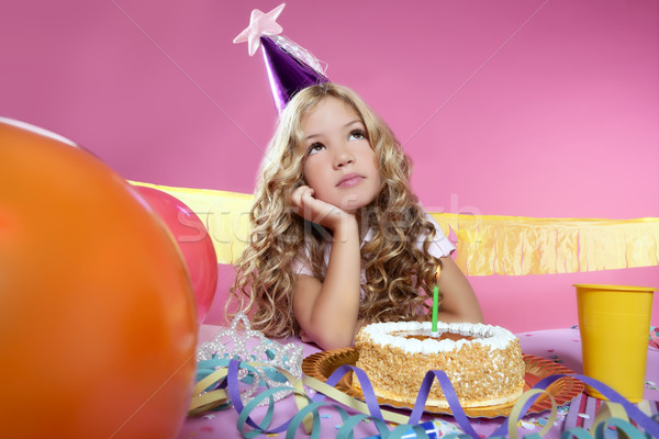 Photo stock: S'ennuie · peu · blond · fille · fête · d'anniversaire · bougie