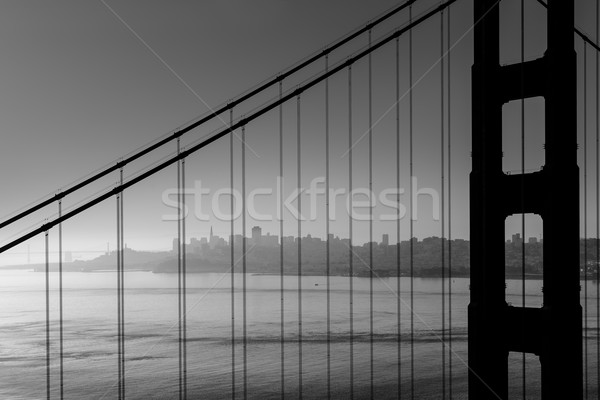 San Francisco Golden Gate híd feketefehér Kalifornia USA égbolt Stock fotó © lunamarina