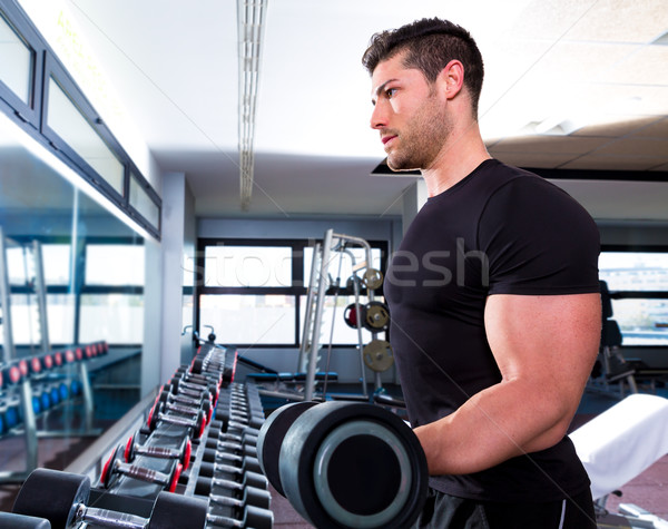 Człowiek siłowni treningu biceps fitness Zdjęcia stock © lunamarina