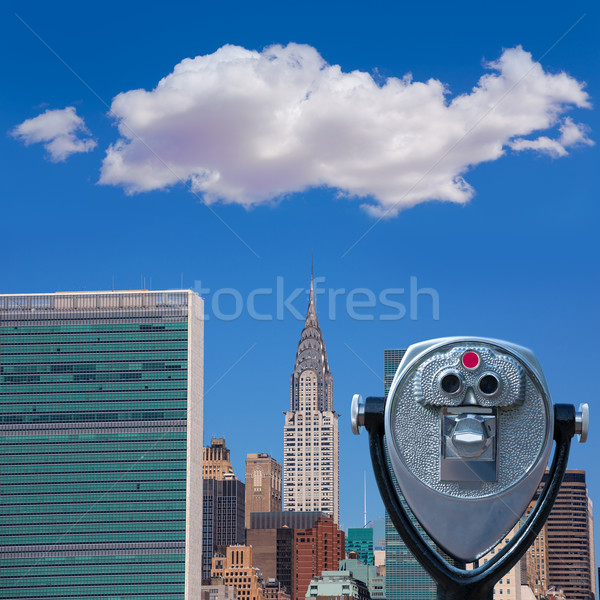 Manhattan New York napos sziluett folyó USA Stock fotó © lunamarina