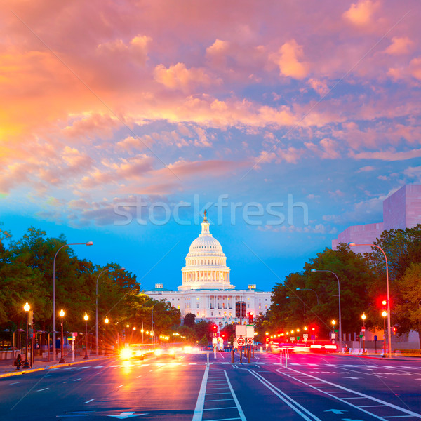 日落 賓夕法尼亞州 華盛頓DC 國會 美國 道路 商業照片 © lunamarina