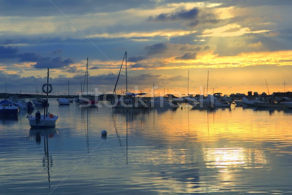 Estany des peix sunset lake Formentera Stock photo © lunamarina