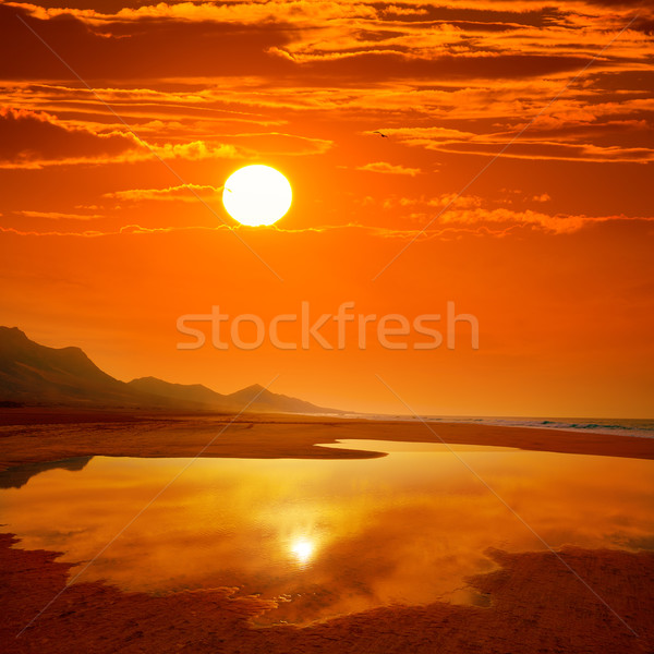 Сток-фото: пляж · Канарские · острова · Испания · небе · солнце · пейзаж