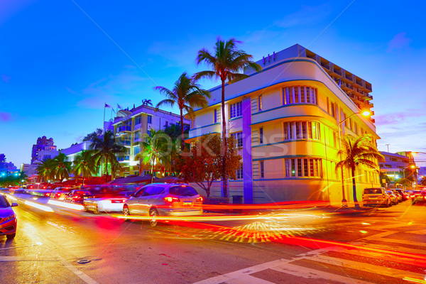 Miami South Beach sunset Ocean Drive Florida Stock photo © lunamarina