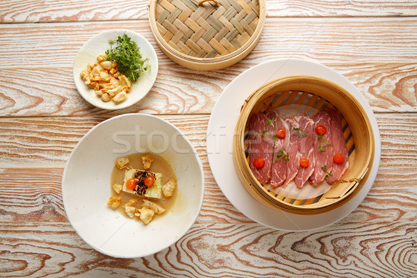 Pork ham with XO sauce and cabbage rinds Stock photo © lunamarina