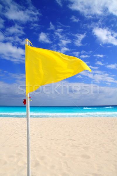 Beach yellow flag weather wind advice Stock photo © lunamarina