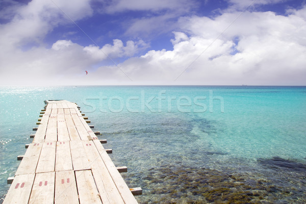 Stock foto: Strand · Holz · Pier · türkis · Meer