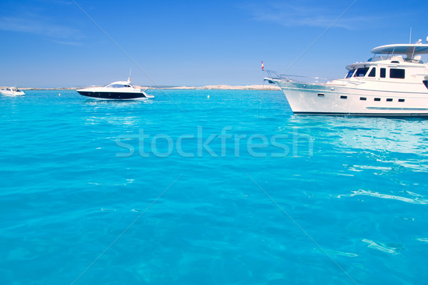 yatch in turquoise beach of Formentera Stock photo © lunamarina