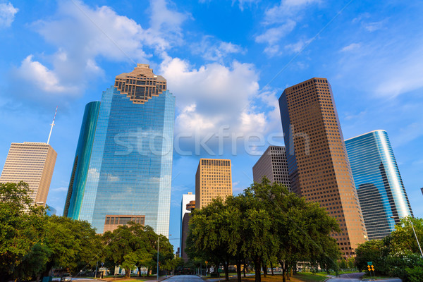 Foto stock: Linha · do · horizonte · ocidente · Texas · centro · da · cidade · céu · cidade