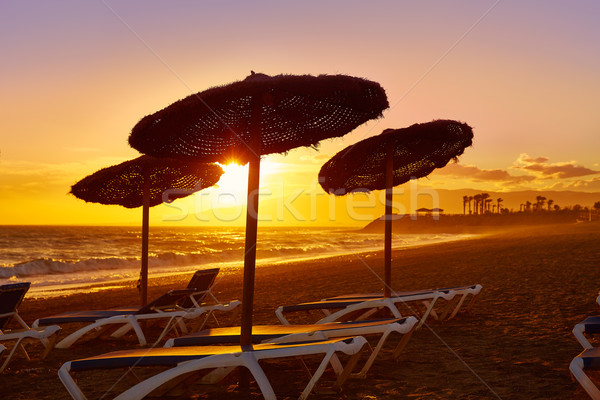 日落 海灘 西班牙 天空 雲 景觀 商業照片 © lunamarina