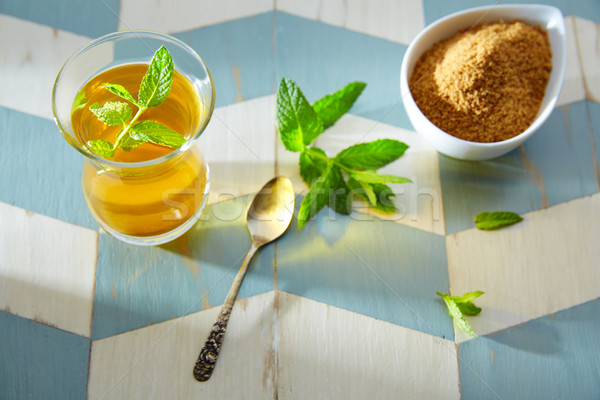 green tea with mint Moroccan style Stock photo © lunamarina